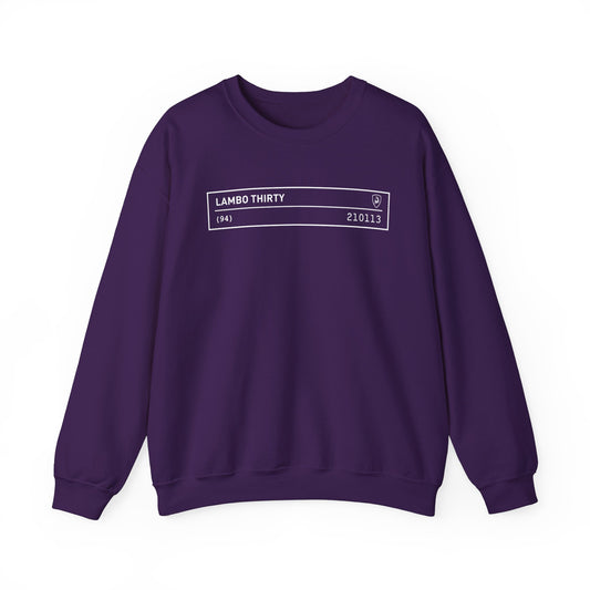 Car Club Lambo Thirty Purple Crewneck Sweatshirt